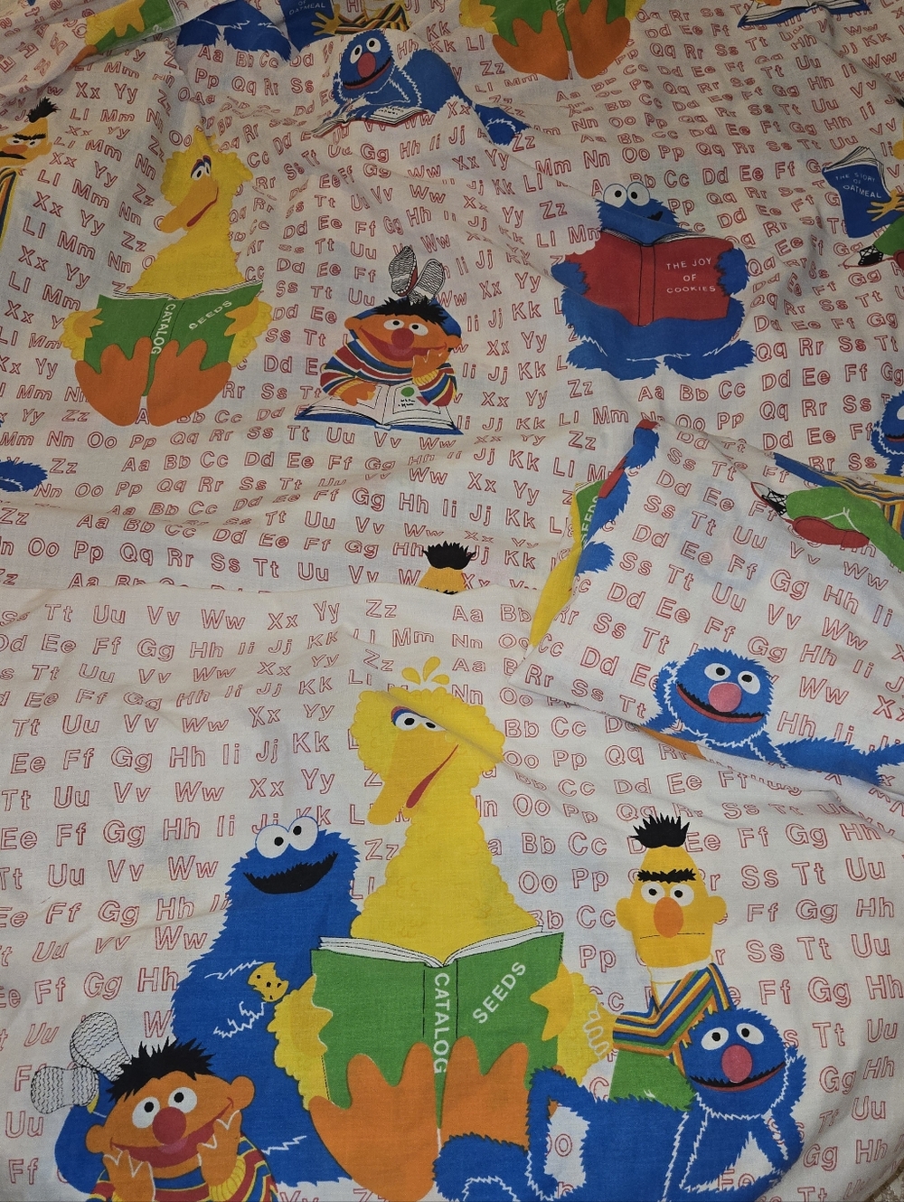 Vintage Sesame Street Alphabet ABCs Reading Flat And Fitted Sheets Twin